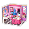 Wooden-Town Baddie Closet Miniature Room Kit – finished pink fashion room with vanity and wardrobe