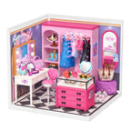 Wooden-Town Baddie Closet Miniature Room Kit – finished pink fashion room with vanity and wardrobe