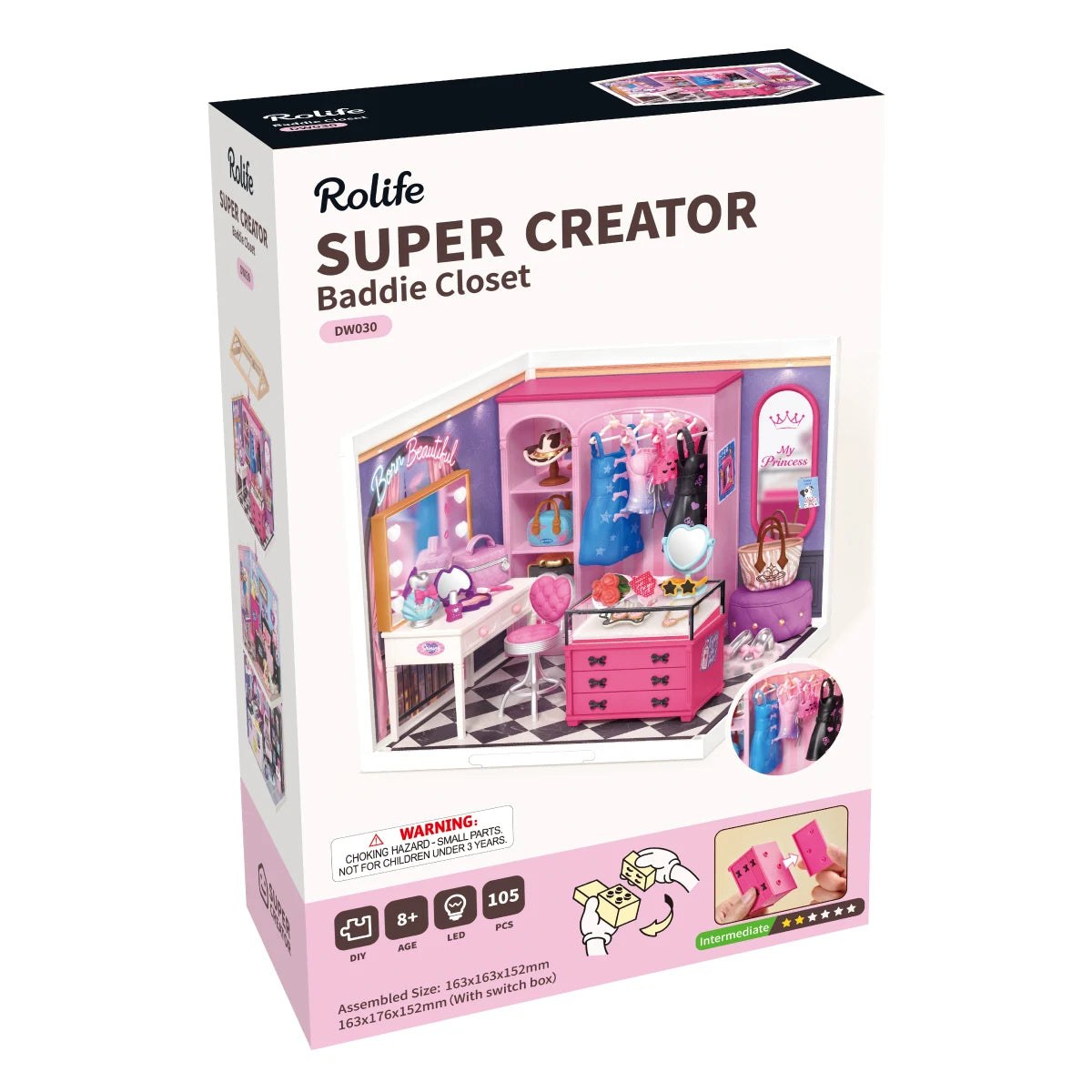 Wooden-Town Baddie Closet Miniature Room Kit – kit box