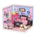 Wooden-Town Bedroom Pop Miniature Room Kit – finished pink-and-blue music lover's bedroom