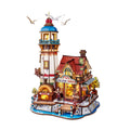 Wooden-Town Chillbay Pizzeria Music Box Kit – finished seaside pizzeria and lighthouse