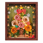 Wooden-Town Everglow Christmas Tree 3D puzzle kit – framed floral Christmas tree with red bow and gold star on a white background