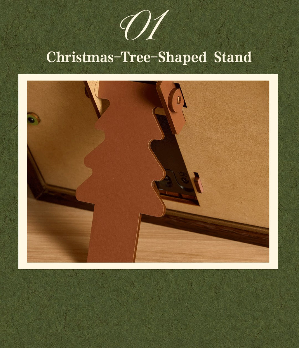 Wooden-Town Everglow Christmas Tree 3D puzzle kit – Christmas-tree-shaped stand on the back of the frame