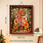 Wooden-Town Everglow Christmas Tree 3D puzzle kit – frame hanging on a wall with dimensions 200 × 250 × 65 mm