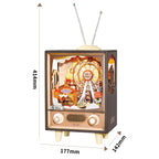 Sunset Carnival Wood Music Box Night Light — Retro TV Carnival Scene – view 3