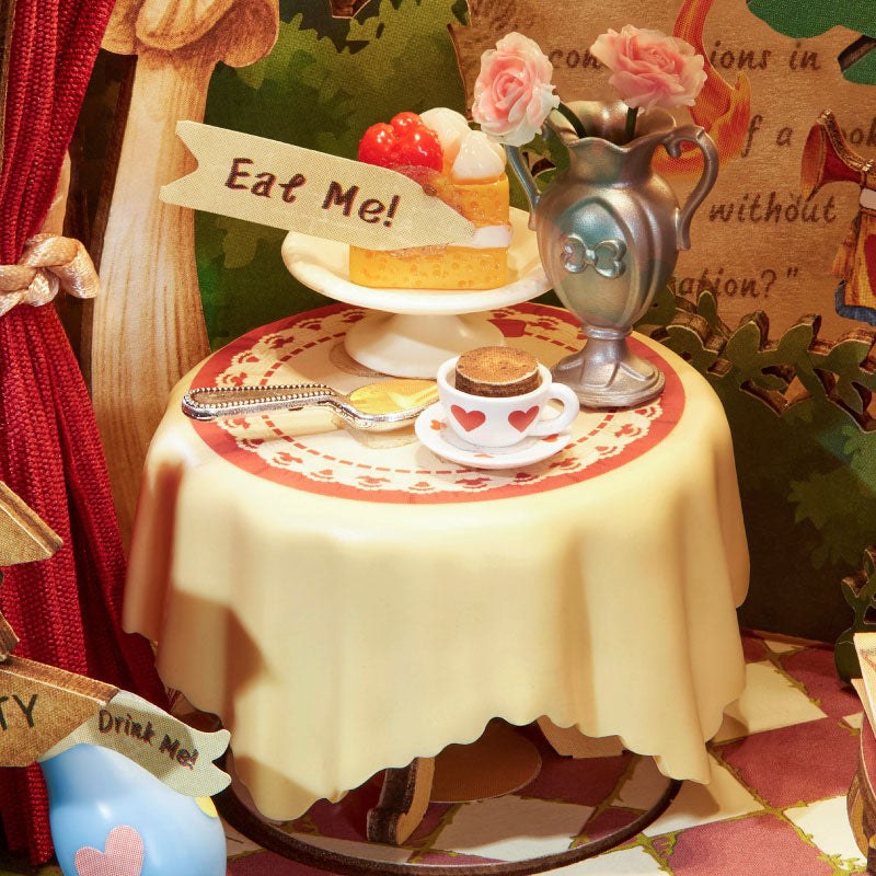 Wooden-Town Forest Tea Party Music Box Kit – tea table with cake and teacup