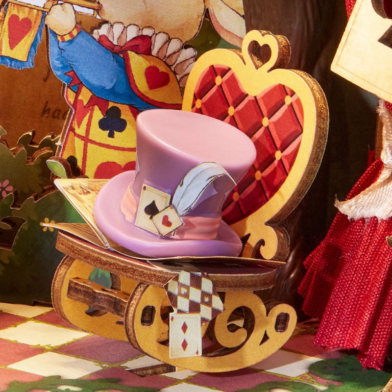 Wooden-Town Forest Tea Party Music Box Kit – top hat on a heart-shaped chair