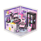 Wooden-Town Gamer Queen Miniature Room Kit – finished pink and purple gaming room
