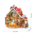 Wooden-Town Polaris Post DIY miniature house kit – dimensions graphic, 24.5 × 16.5 × 23 cm (9.65 × 6.5 × 9.06 in)