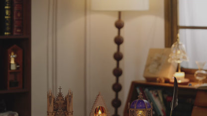 Wooden-Town - Geometric Cathedral 3D Wooden Puzzle Kit with LED Light