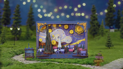 Video Wooden-Town - Starry Night 3D Wooden Puzzle Wall Art with LED Light