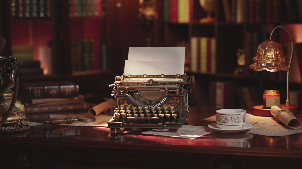Wooden-Town - Mechanical Typewriter 3D Wooden Puzzle Kit