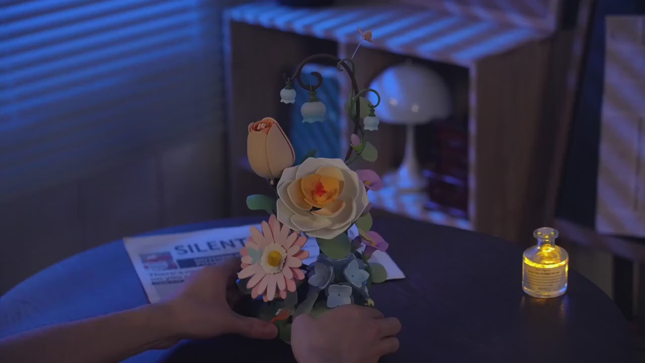 Wooden-Town Garden Ramble Bouquet 3D wooden flower bouquet puzzle kit – video