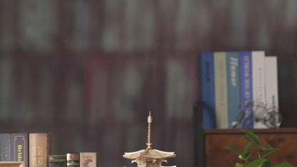 Five-Storied Pagoda Wooden Model Kit — Plywood DIY Pagoda (Light Brown)