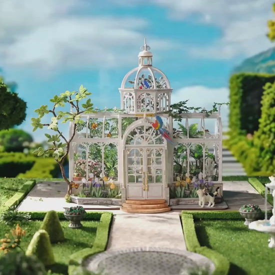 Wooden-Town - Oxygen Oasis Victorian Greenhouse DIY Miniature House Kit with LED Light VIDEO