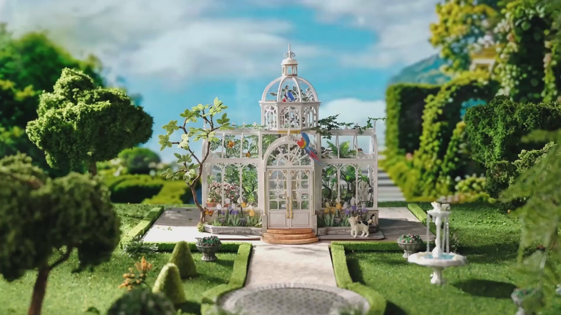 Wooden-Town - Oxygen Oasis Victorian Greenhouse DIY Miniature House Kit with LED Light VIDEO
