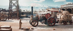 Steam Engine Wooden Locomotive Model — Red/Natural Wood, 3-Speed Collectible