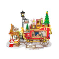 Wooden-Town Reindeer Express DIY miniature kit – finished reindeer and red sleigh with lamp post, tree and gifts on a white background