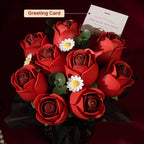 Wooden-Town Red Rose Bouquet 3D wooden flower bouquet puzzle kit – image 2 of 7