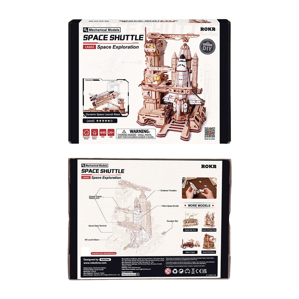 3D Wooden Space Shuttle Puzzle with LED Effects – Interactive Model – view 11