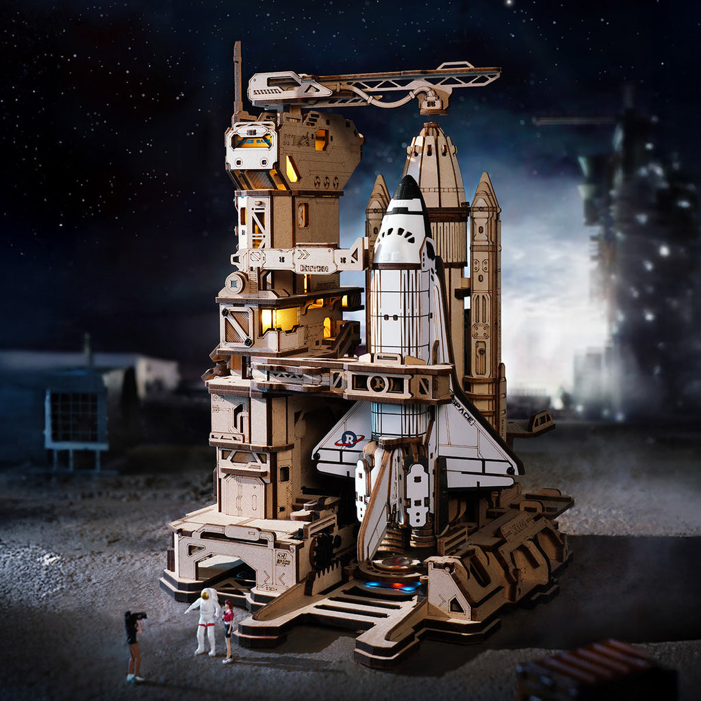 3D Wooden Space Shuttle Puzzle with LED Effects – Interactive Model – view 5