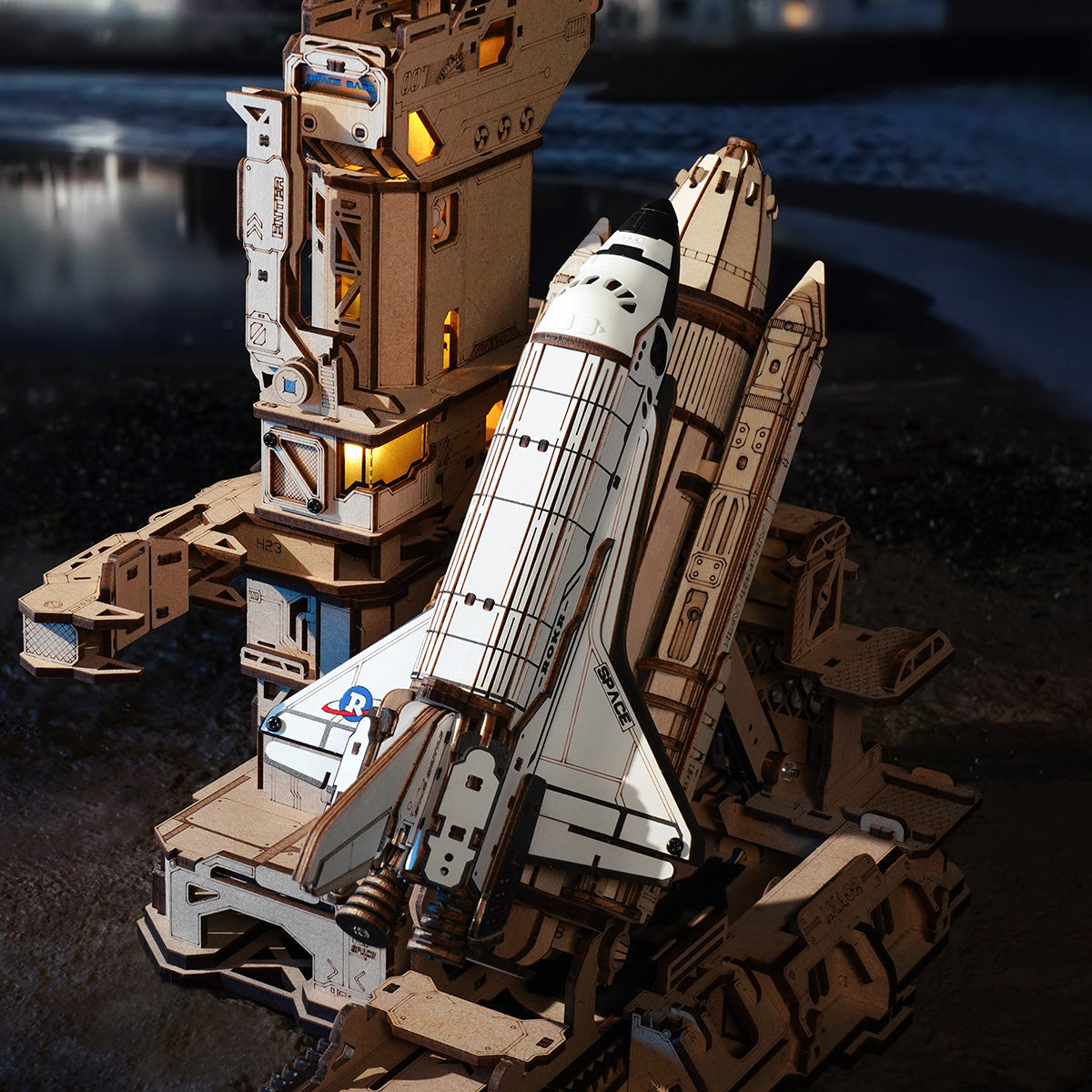 3D Wooden Space Shuttle Puzzle with LED Effects – Interactive Model – view 14