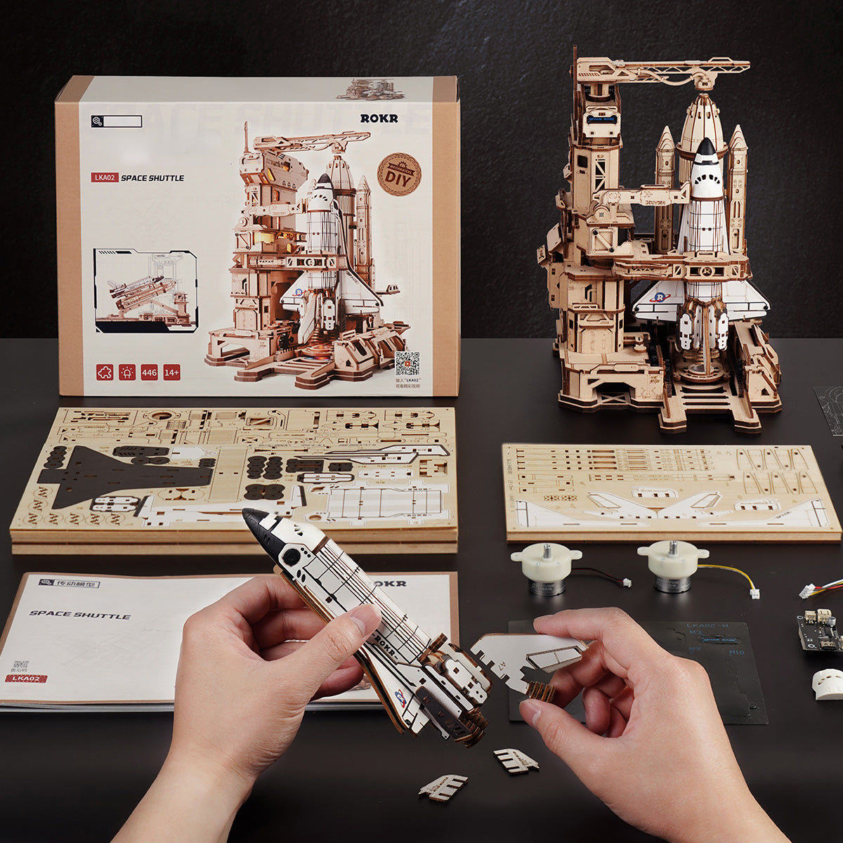 3D Wooden Space Shuttle Puzzle with LED Effects – Interactive Model – view 8