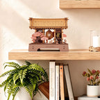 Wooden-Town Sacred Sakura Temple 3D Puzzle Kit – displayed on a wall shelf