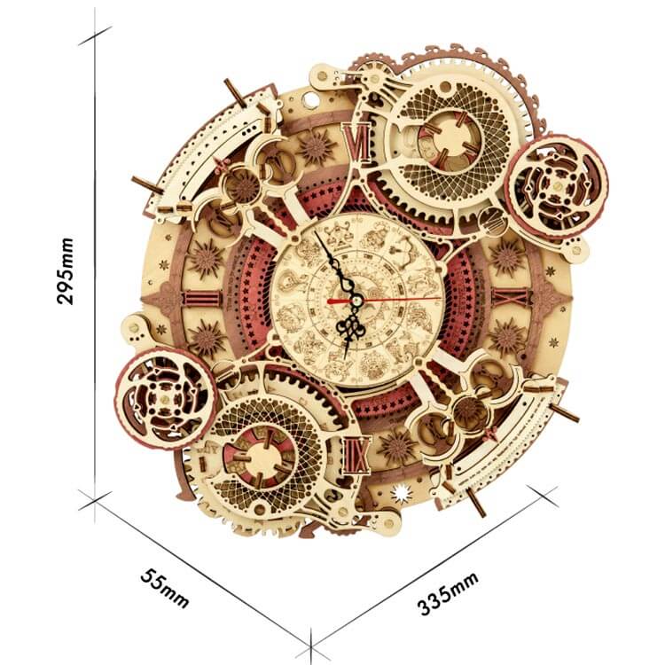 Zodiac Wall Clock — Plywood DIY Clock (Beige & Brown, 168 Pieces) – view 4