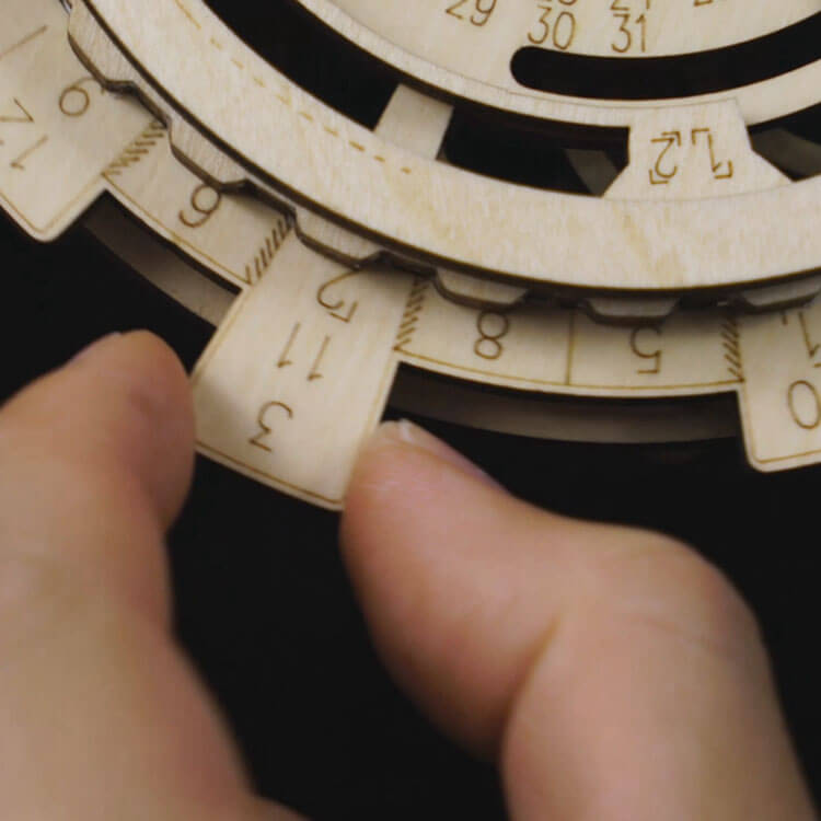 Permanent Calendar — Plywood Mechanical Perpetual Desk Calendar