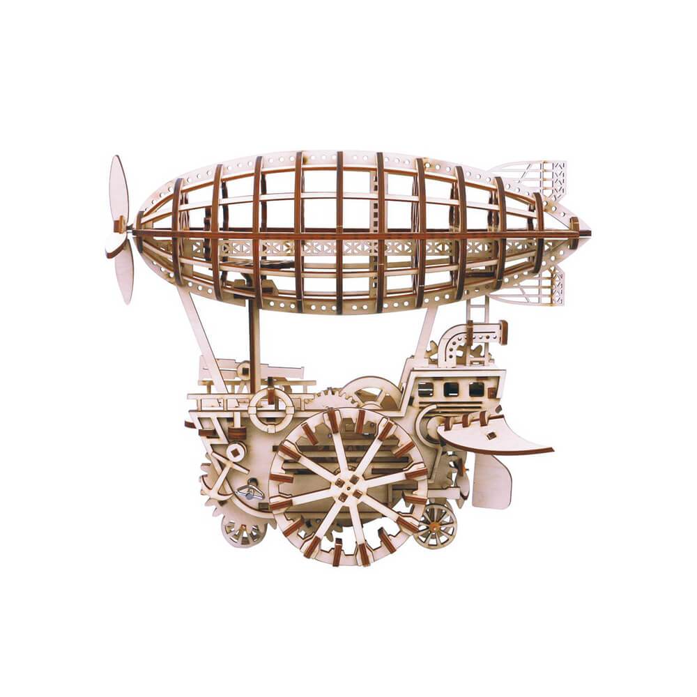 Mechanics Airship Plywood Model Kit — Brown Wooden 3D Airship (229 pcs)