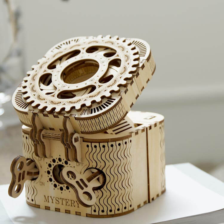 Treasure Box with Numerical Code — Wooden Plywood Puzzle Kit (Natural) – view 3