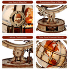 Luminous Globe — Plywood Tabletop Lamp (Brown & Orange, 180 pcs) – view 6