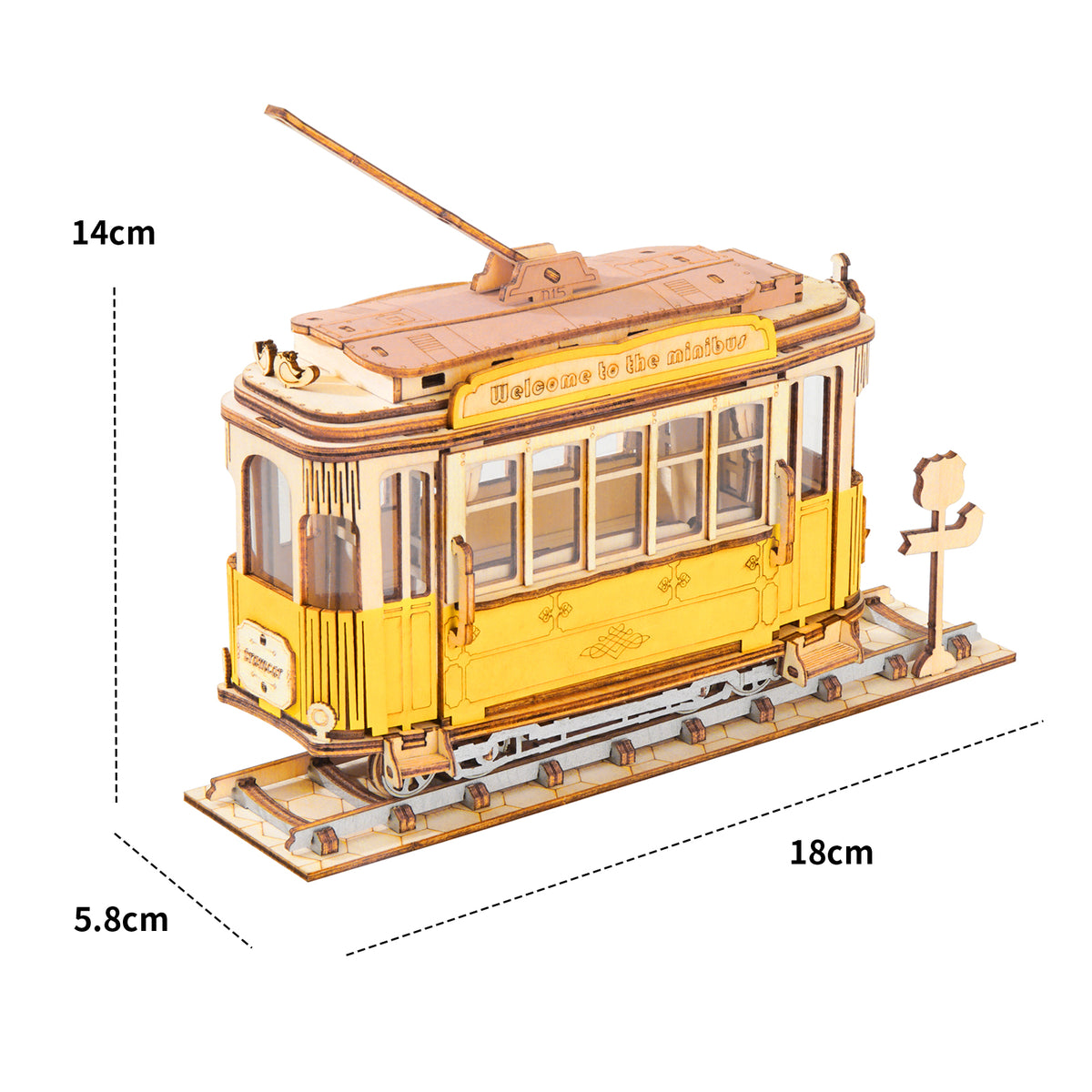 San Francisco Tramcar Model Kit — Yellow Plywood, 145 Pieces – view 6