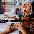 Luminous Globe — Plywood Tabletop Lamp (Brown & Orange, 180 pcs) – view 14