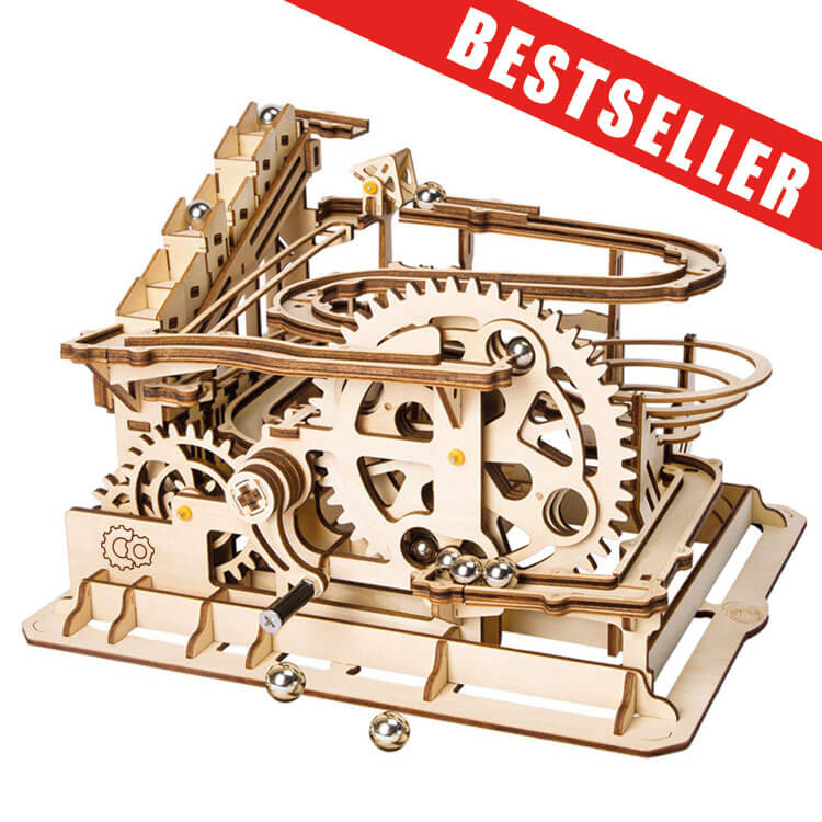 Marble Run Roller Coaster Kit — Birch Plywood, Natural Light Wood – 3D wooden model kit