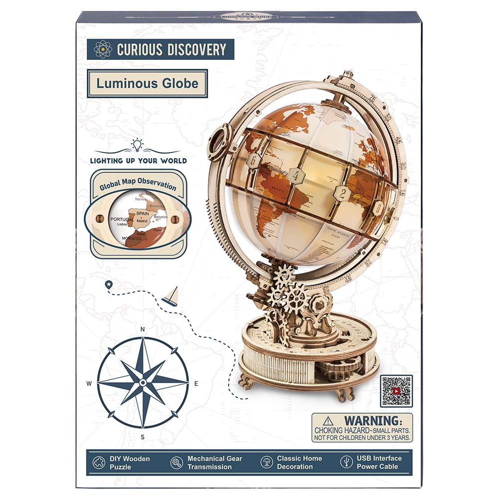 Luminous Globe — Plywood Tabletop Lamp (Brown & Orange, 180 pcs) – view 15
