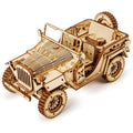 Wooden Army Jeep 3D Model Kit — Laser‑Cut Plywood, No Glue, Brown – 3D wooden model kit