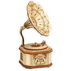 Plywood Gramophone Model Kit — Light Tan & Dark Brown, 122-Piece DIY Display