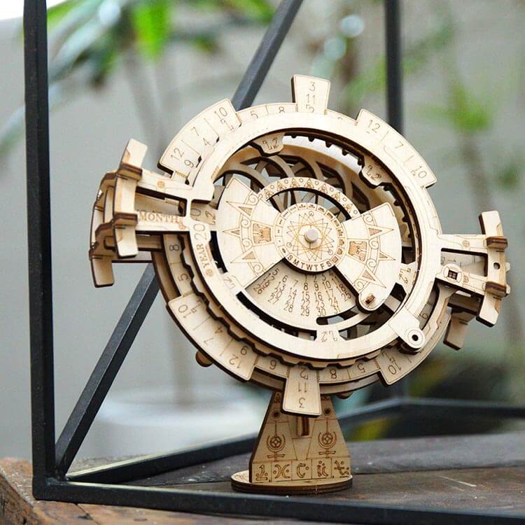 Permanent Calendar — Plywood Mechanical Perpetual Desk Calendar