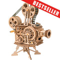 Vintage Vitascope Wooden Projector Kit — Natural Plywood Hand‑Crank – 3D wooden model kit