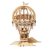 Natural Wood Hot Air Balloon DIY Model — Plywood, 140 pcs, Filigree Floral