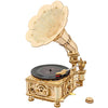 Classic Gramophone Model Kit — Light Wood Plywood Wind‑Up Record Player (7" & 10")