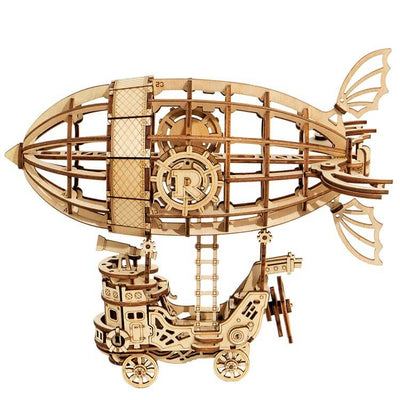 Steampunk Airship Plywood Model Kit — Natural Wood Finish – 3D wooden model kit