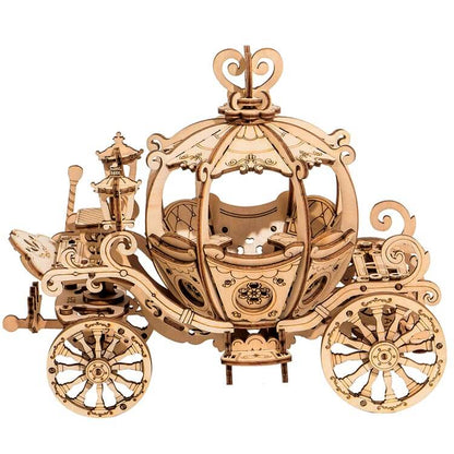 Pumpkin Cart — Birch Wood Model Kit (Light Brown, 182 pcs)