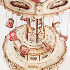 Swing Ride — Vintage Carousel Plywood Model Kit (Red • Beige • Gold) – view 8