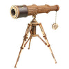 Wooden Telescope DIY Model — 294‑Piece Plywood Tabletop Telescope, Natural Brown