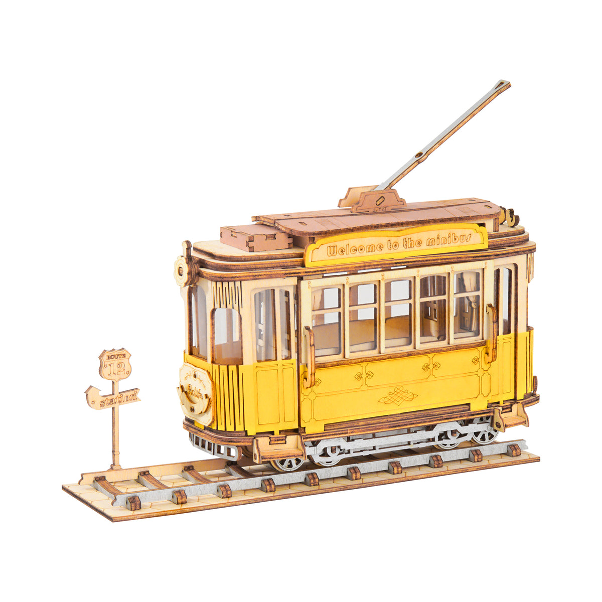 San Francisco Tramcar Model Kit — Yellow Plywood, 145 Pieces – view 2