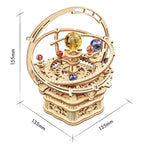 Starry Sky Orrery Music Box — Natural Wood & Colorful Acrylic Planets – view 2