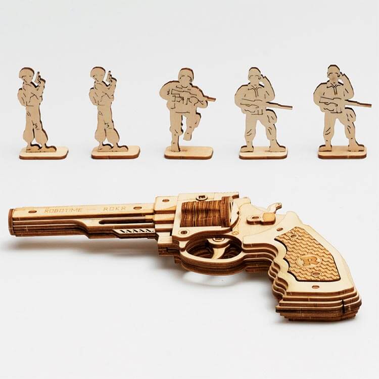 Wooden 3D Puzzle Revolver Kit (Plywood) – view 2